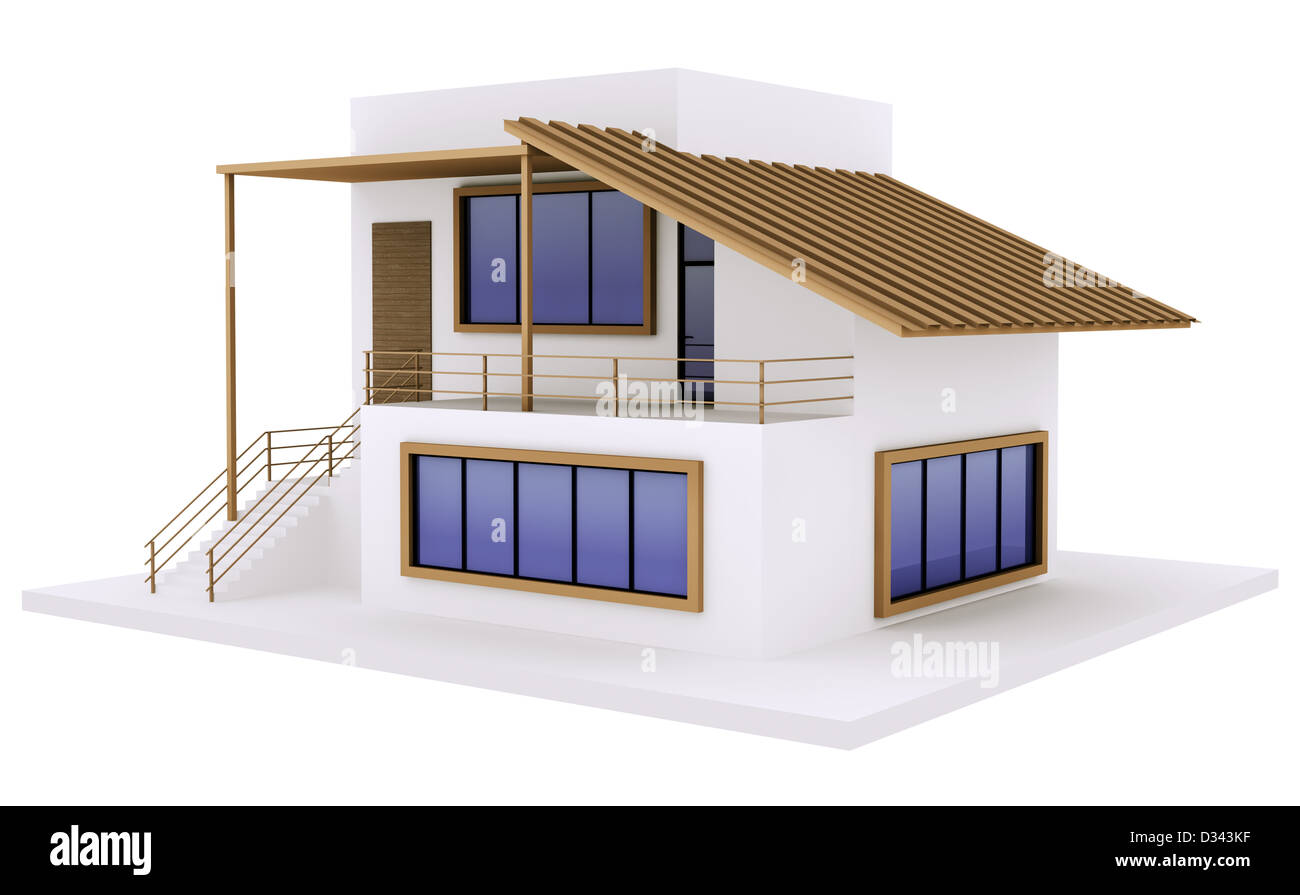 Esterno della moderna casa privata su bianco Foto Stock
