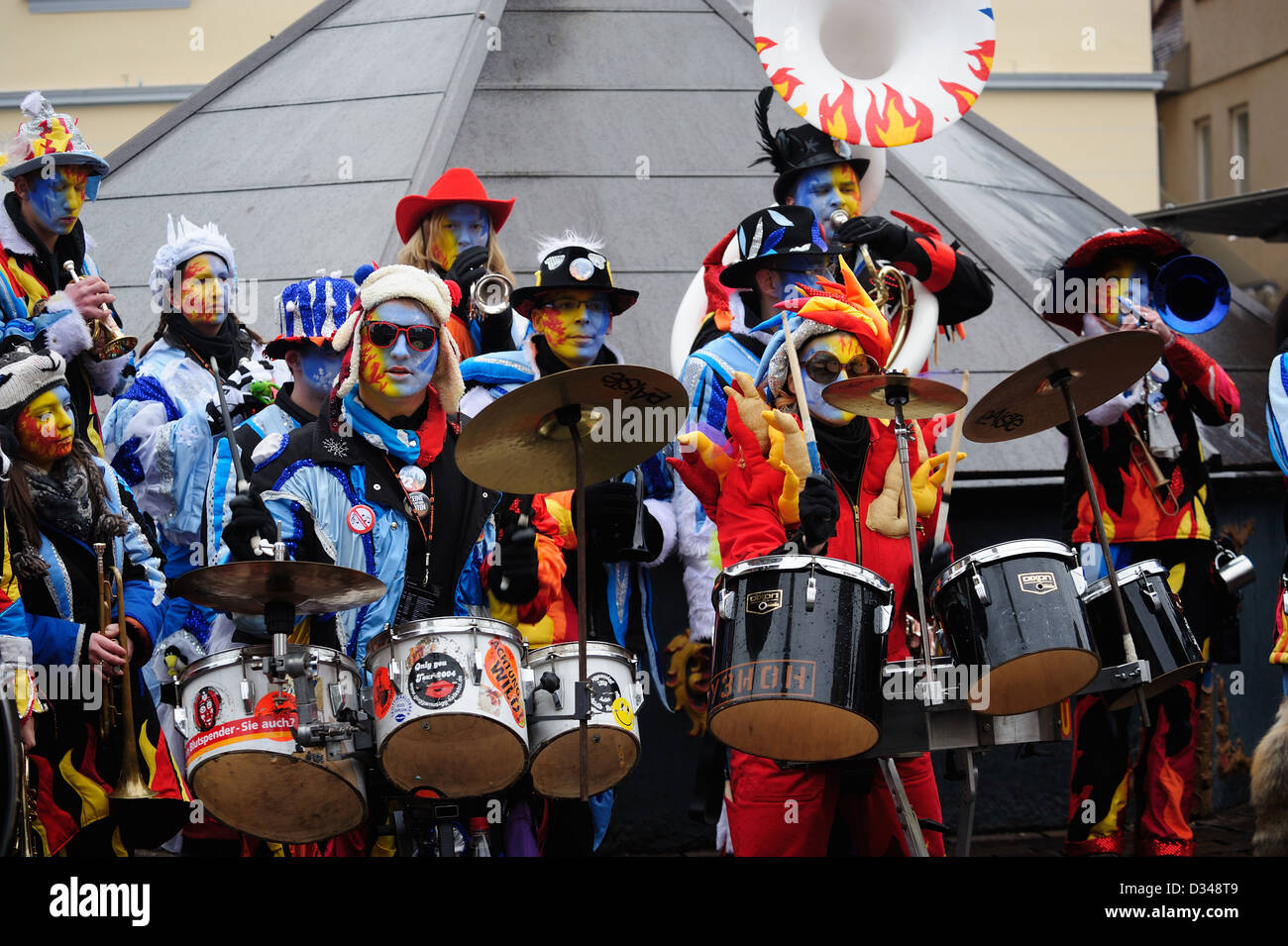 Freiwillige Guggen Ueberdruck - Schwaebisch Gmuend, Deutschland Foto Stock