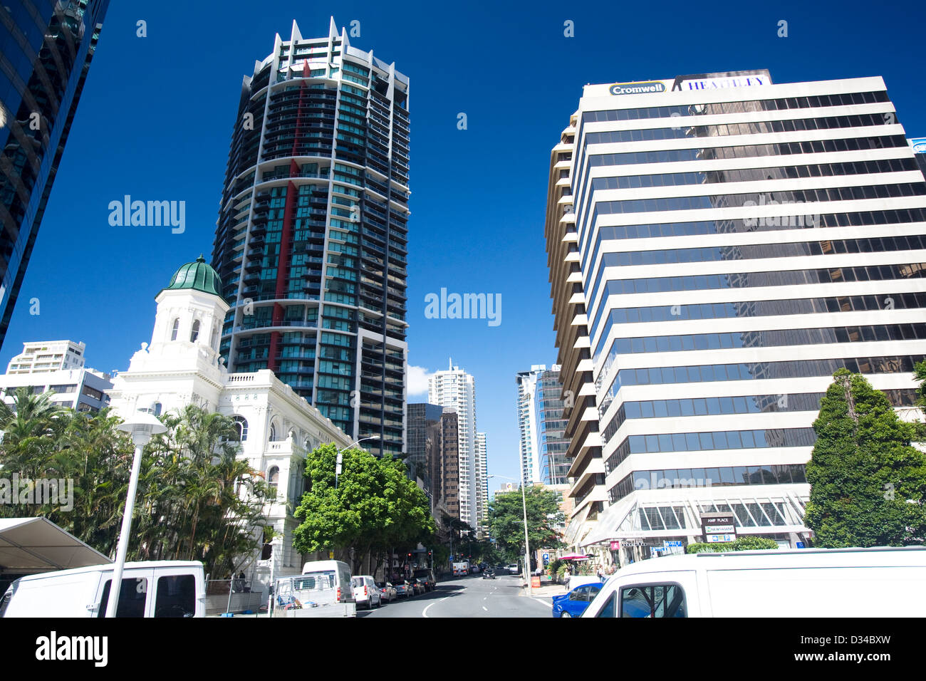 Il CBD di Brisbane e alto edificio edifici per uffici, Queensland, Australia Foto Stock