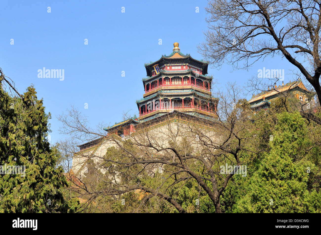 Torre di incenso buddista, longevità Hill, il Summer Palace - Pechino Foto Stock