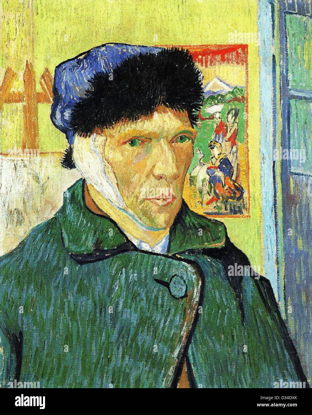 Vincent van Gogh, Autoritratto con orecchio bendato. 1889. Post-Impressionism. Olio su tela. Courtauld Institute of Art di Londra Foto Stock