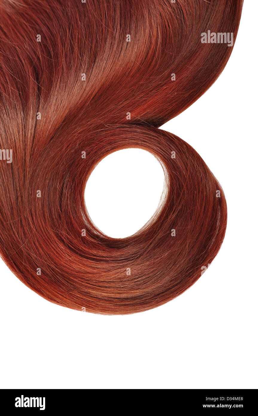 Rosso lungo stile di capelli isolati su sfondo bianco Foto Stock
