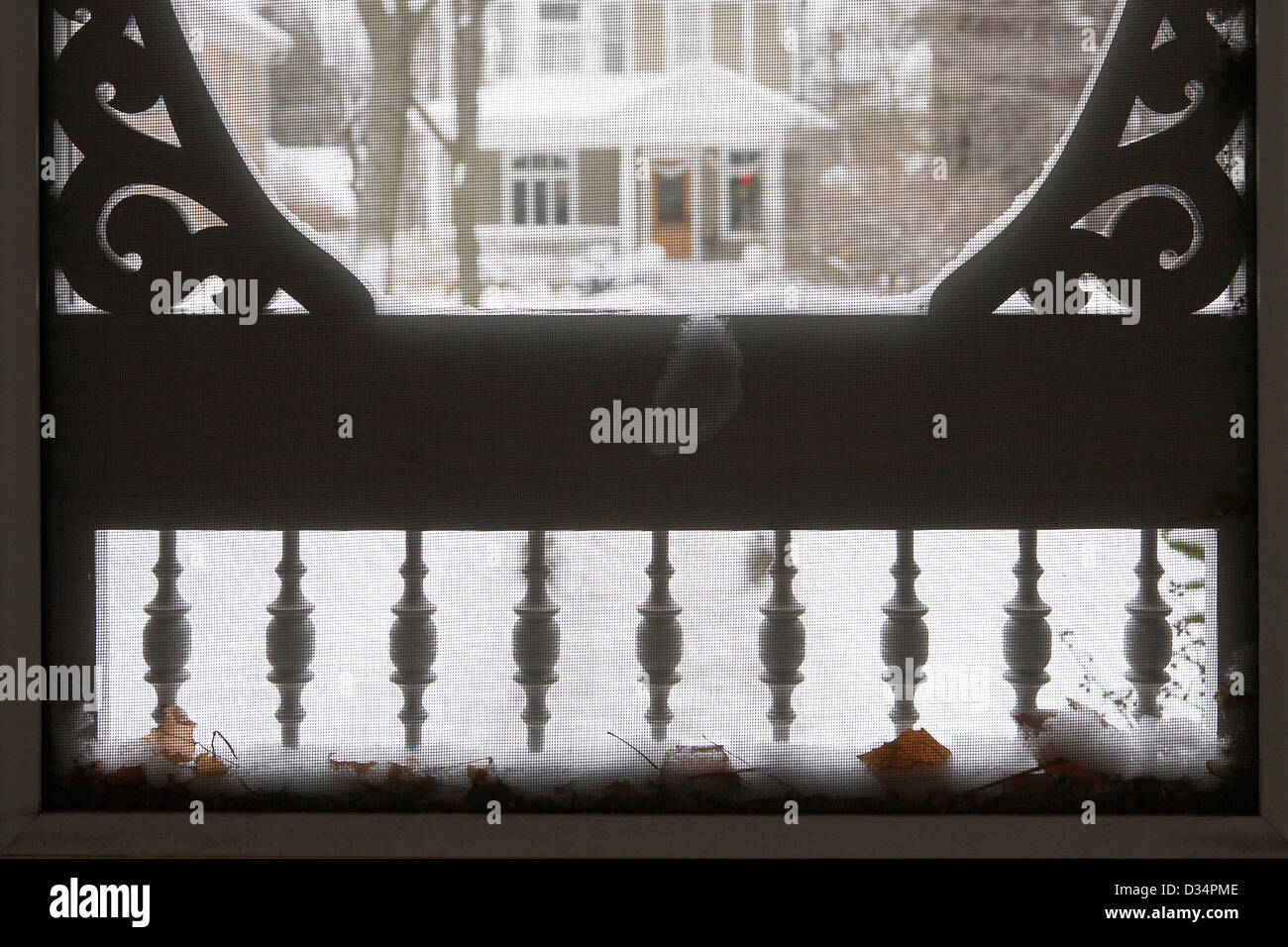 Porta dello schermo in inverno Foto Stock