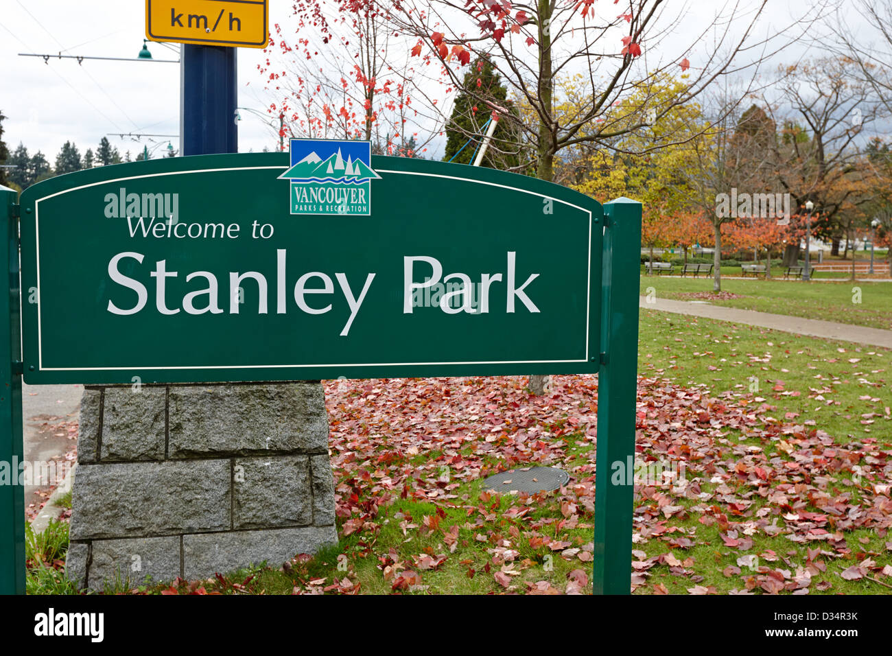 Ingresso al Parco di Stanley Vancouver BC Canada Foto Stock