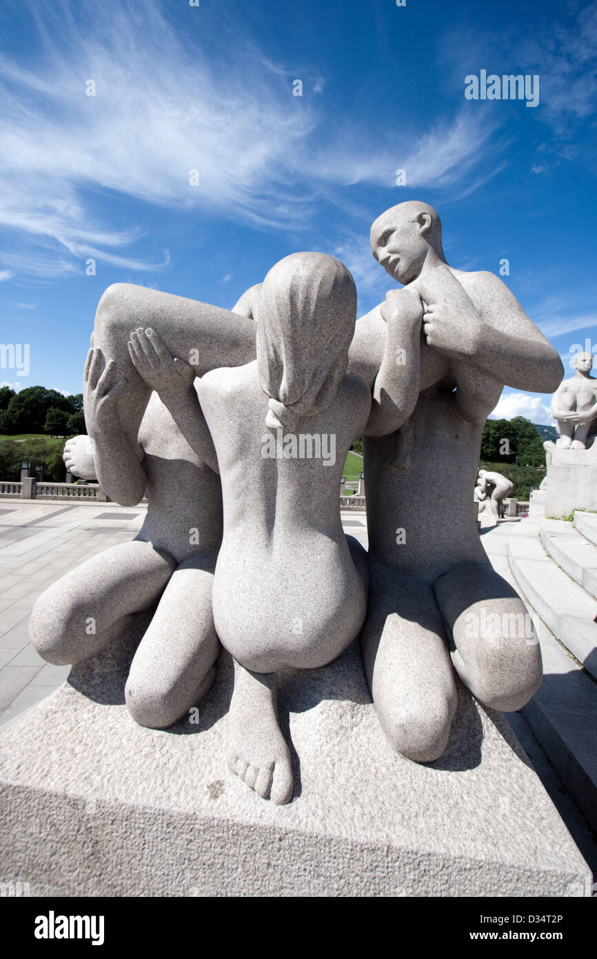 Vigeland Sculpture disposizione nel Parco Frogner di Oslo. Norvegia Foto Stock