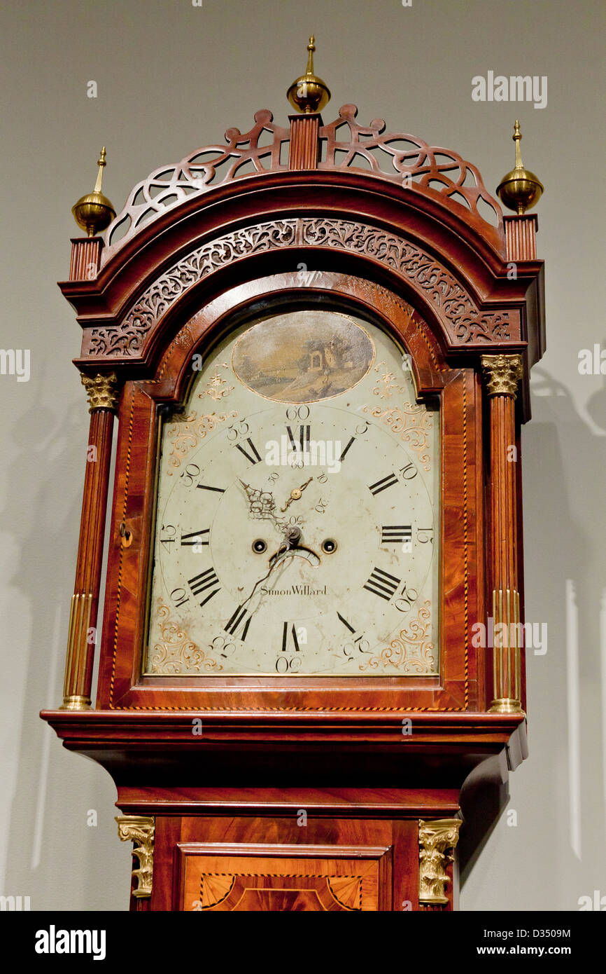 Antiquariato a lungo caso orologio, circa nel XVIII secolo - USA Foto Stock