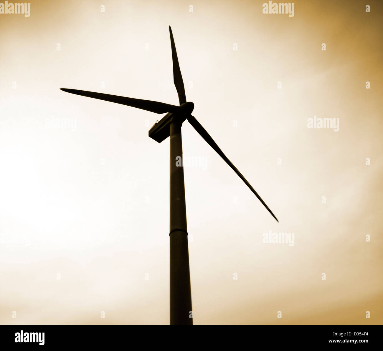 Le turbine eoliche al tramonto. Foto Stock