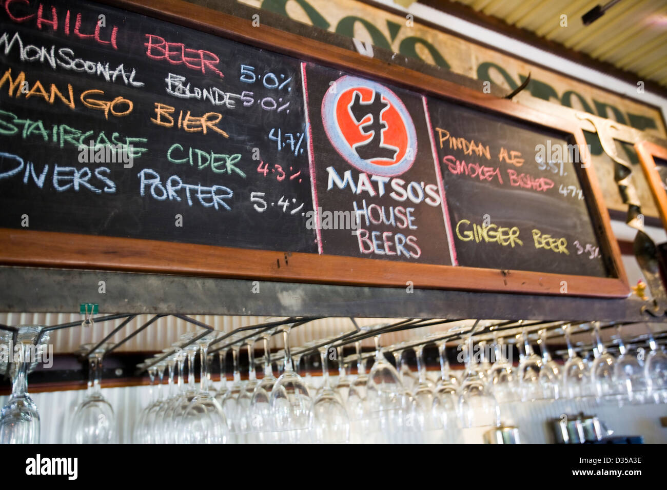 Matso's Brewery Broome offre un mix eclettico di gustose birre artigianali di BROOME, Western Australia. Foto Stock