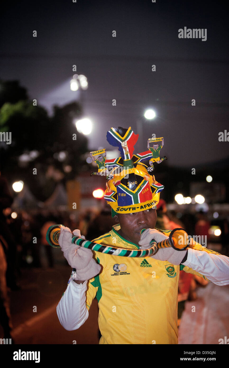 Al di fuori di Loftus Versfeld Stadium appena prima Bafana Bafana Gruppo di uno scontro con l'Uruguay Foto Stock