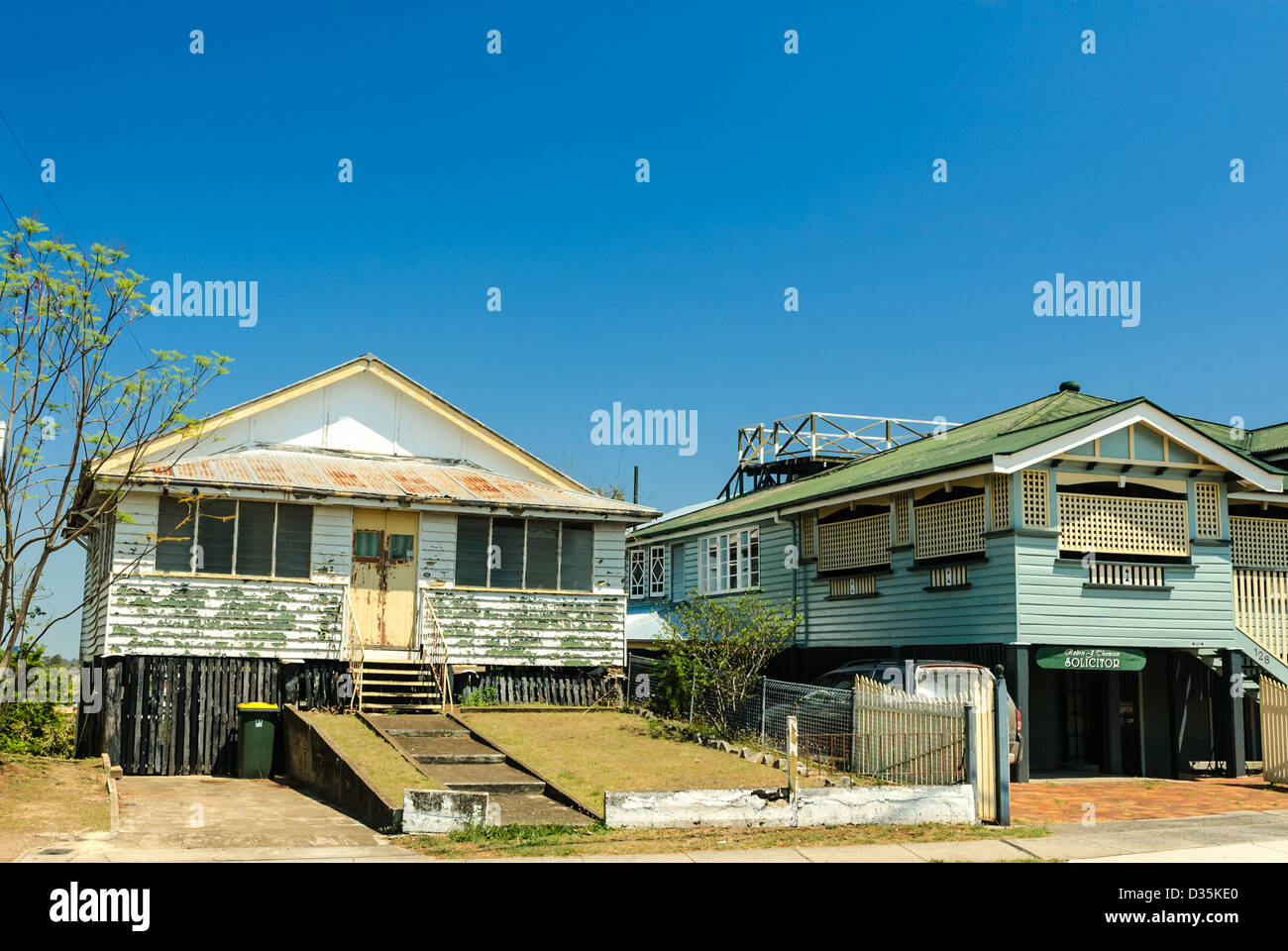 Case di legno, tipico del Queensland, Australia Foto Stock