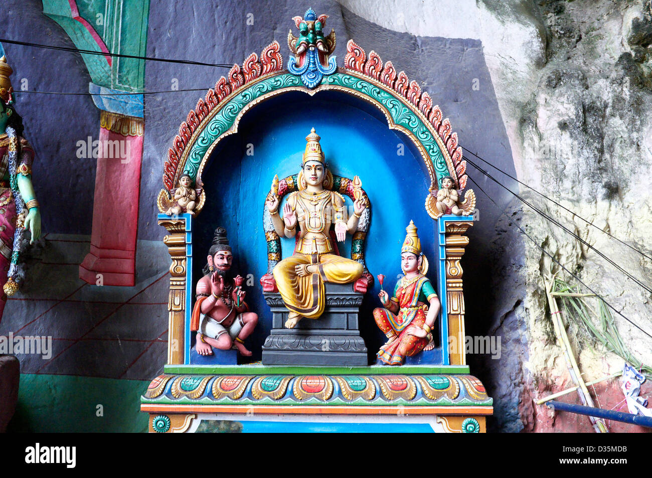 Statue di Rama, Sita e Hanuman in Grotte Batu tempio indù, a Kuala Lumpur in Malesia Foto Stock