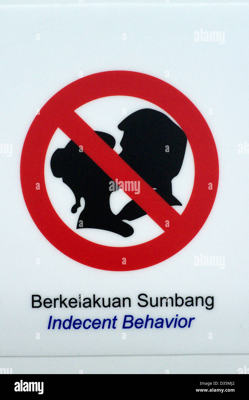 Nessun comportamento indecente segno a Kuala Lumpur treno della metropolitana Foto Stock