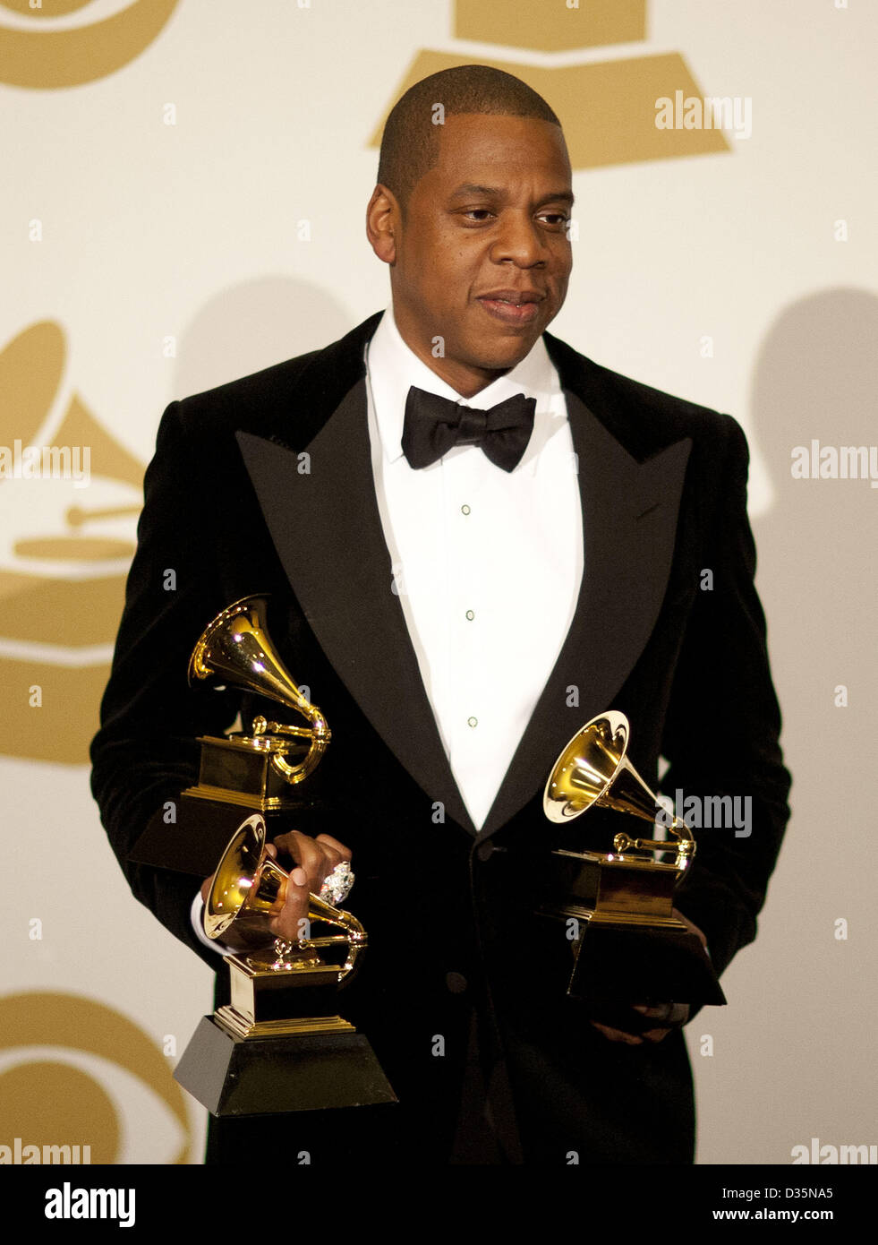 Febbraio 10, 2013 - Los Angeles, California, Stati Uniti d'America - Jay-Z riceve Grammy per Best Rap/collaborazione cantata, Miglior canzone Rap e migliori prestazioni del rap a 55th Annual Grammy Awards press room a Staples Center a Los Angeles, la California il Domenica 10 Febbraio, 2013. (Credito Immagine: © Armando Arorizo/Prensa Internacional/ZUMAPRESS.com) Foto Stock