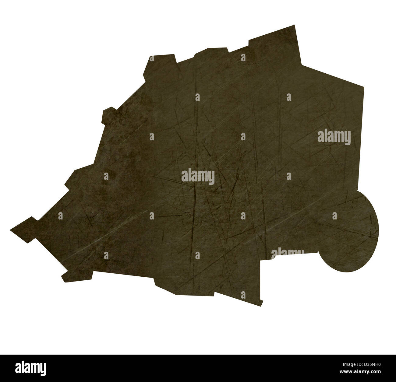 Dark stagliano e testurizzato mappa dello Stato della Città del Vaticano isolato su sfondo bianco. Foto Stock