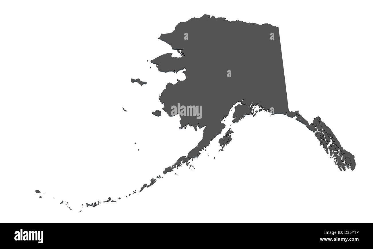 Mappa dello stato dell'Alaska - USA Foto Stock