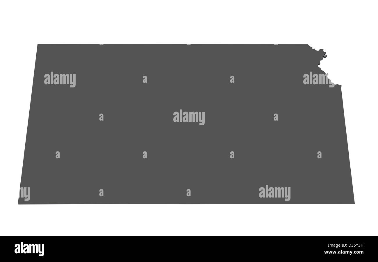 Mappa dello stato del Kansas - USA Foto Stock