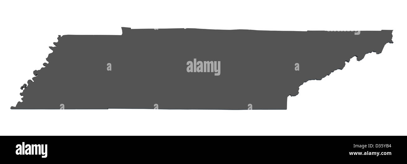 Mappa dello stato del Tennessee - USA Foto Stock