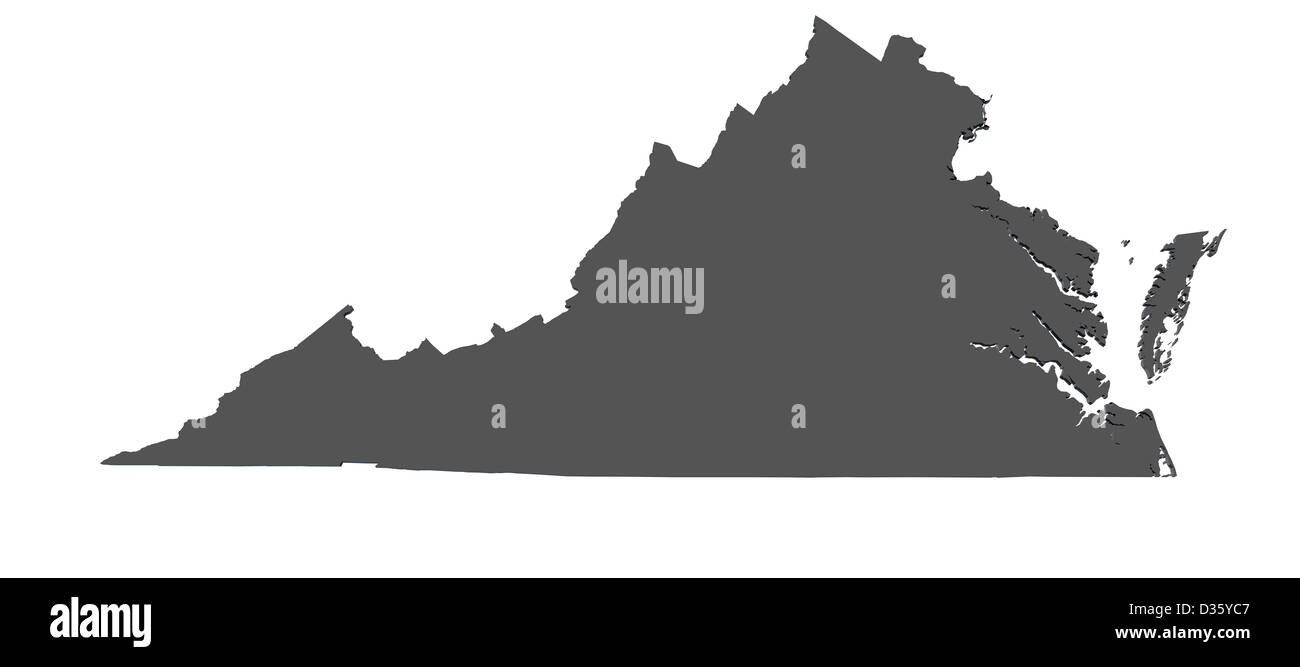 Mappa dello stato della Virginia - USA Foto Stock