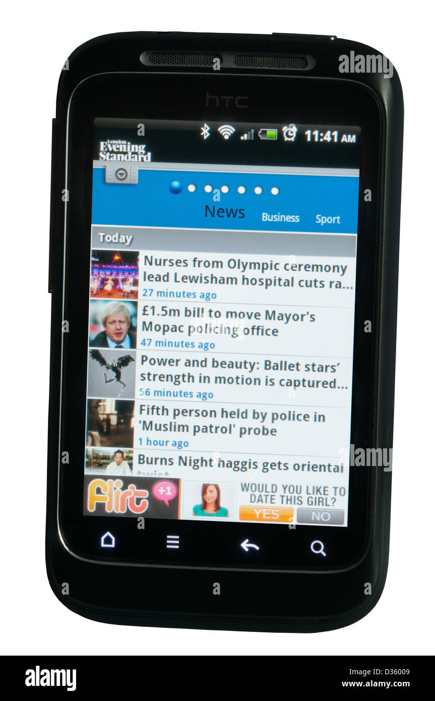 London Evening Standard sito web app su un telefono cellulare. Foto Stock