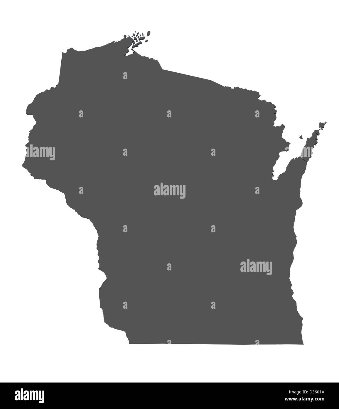 Mappa dello stato del Wisconsin - USA Foto Stock