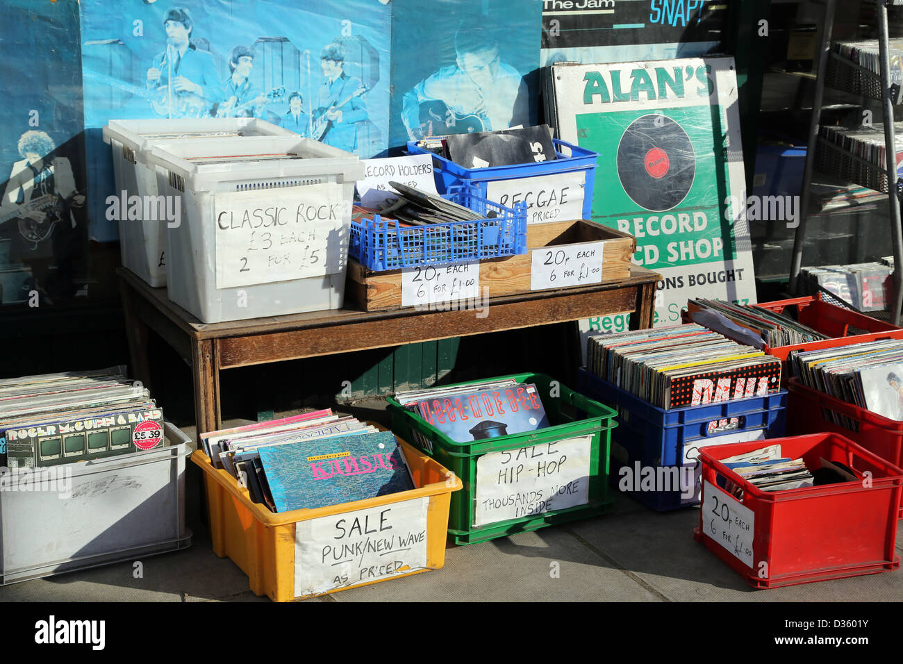 Vecchio record shop album per la vendita dei dischi Foto Stock
