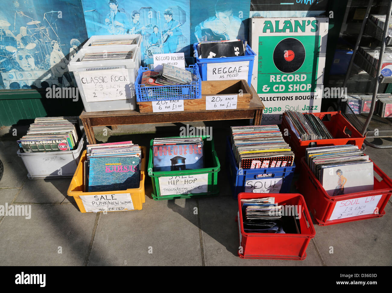 Vecchio record shop album per la vendita dei dischi Foto Stock