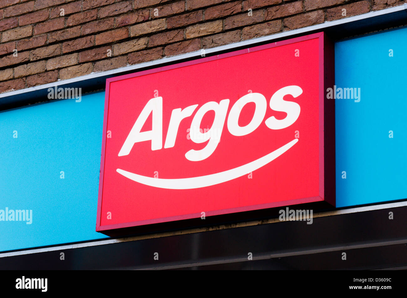 Segno su Argos shop. Foto Stock