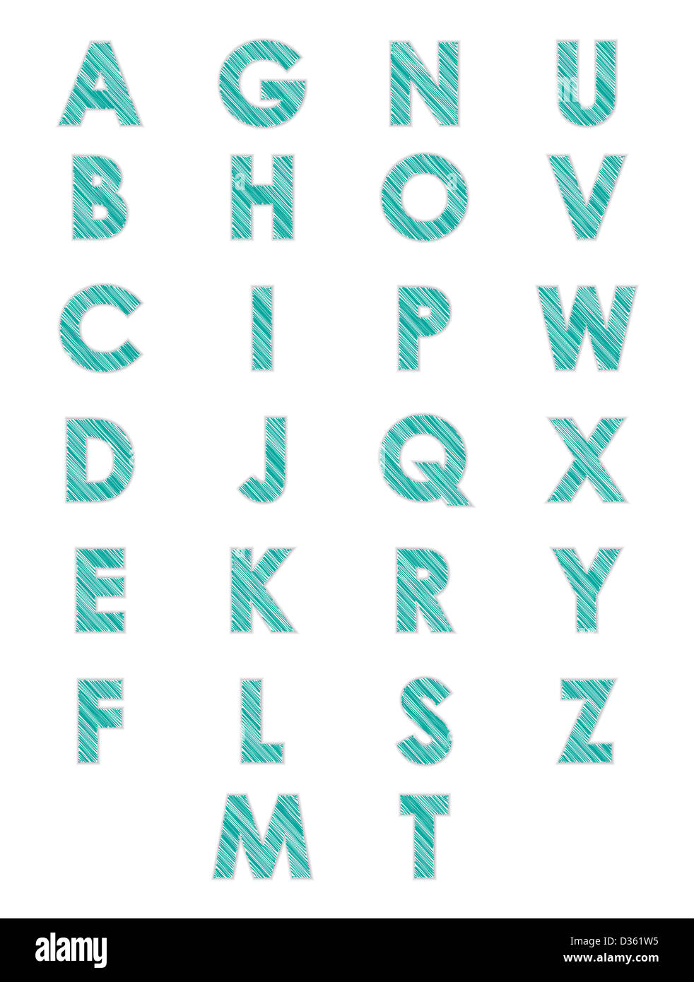 Vector scarabocchiati alfabeto con design speciale Foto Stock