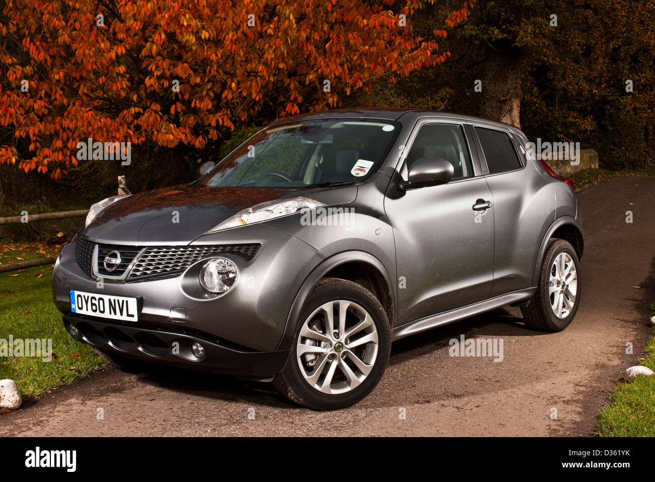 D'argento metallizzato Nissan Juke Mini SUV, parcheggiato in Southampton, Regno Unito, 1 11 2010 Foto Stock