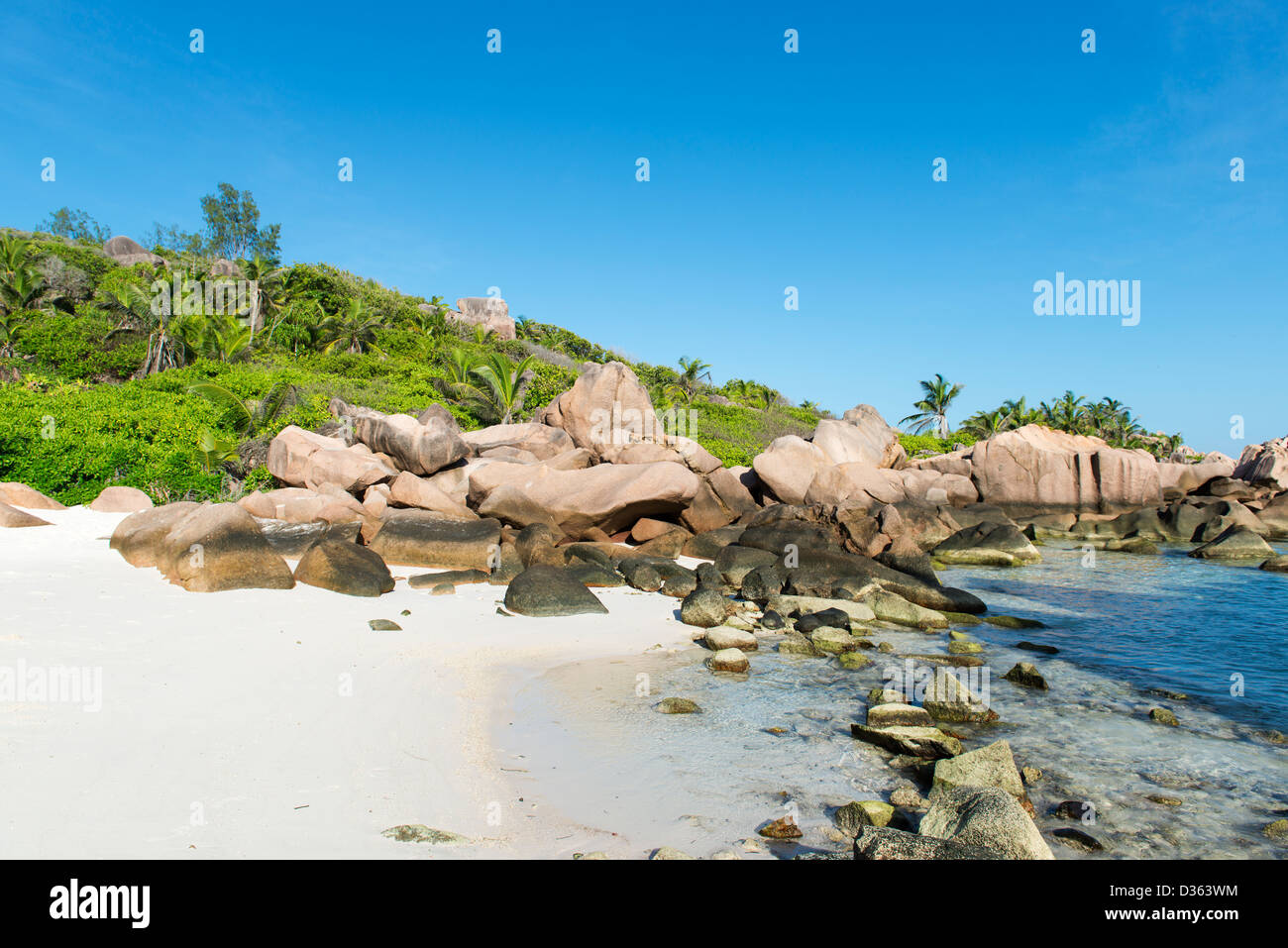 Tropical Beach La Digue islans a Seychelles - vacanza sfondo Foto Stock