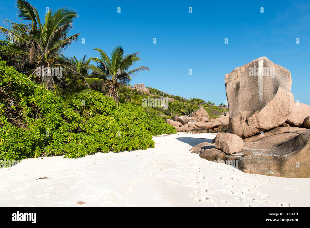 Isole Seicelle unico con scogli di granito Foto Stock