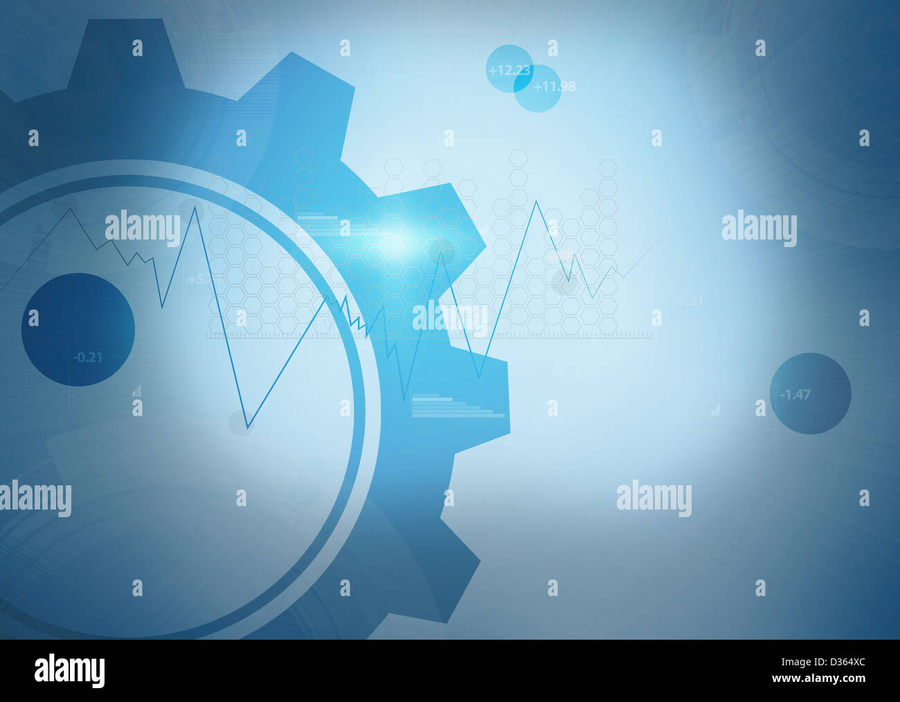 Digital sfondo blu con una ruota Foto Stock