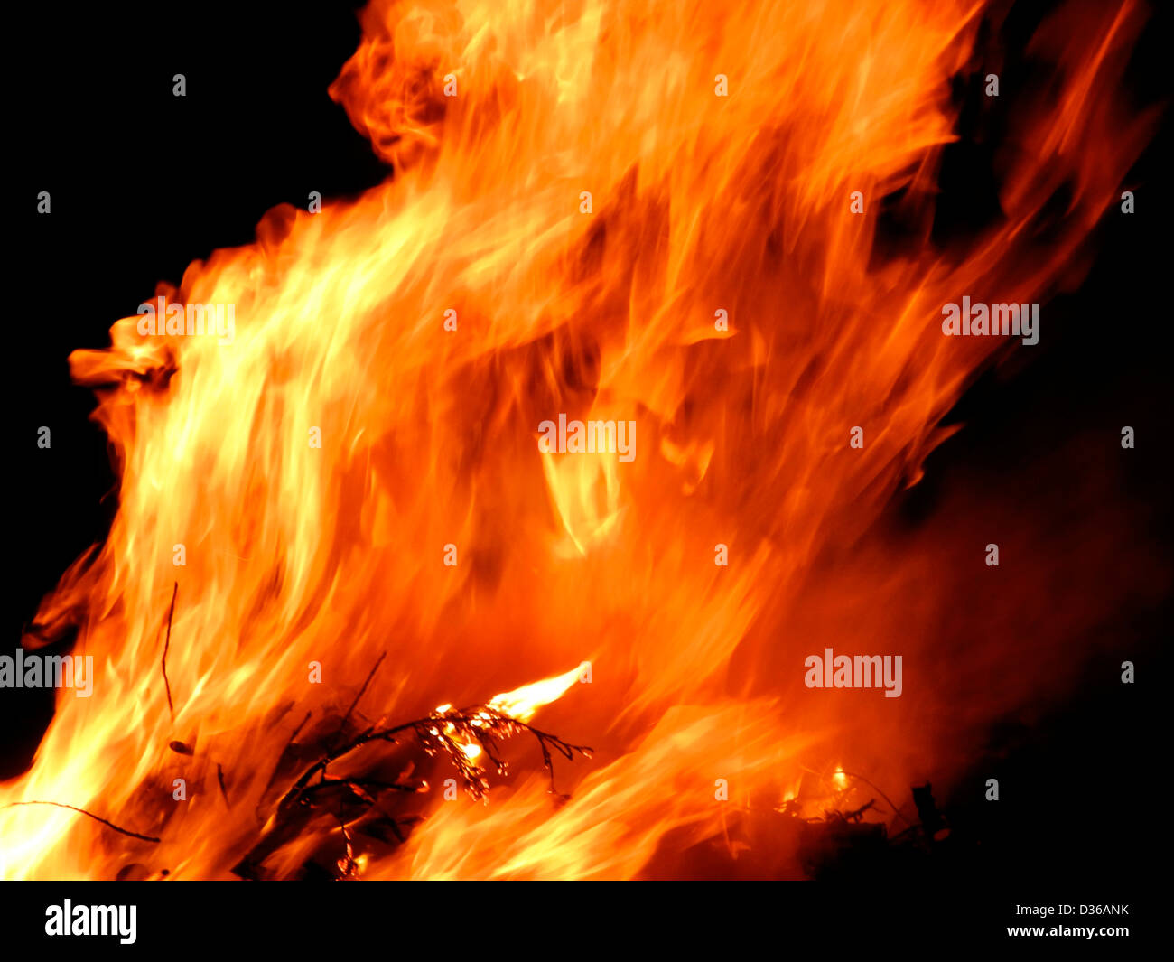 Fiamme fuoco conflagrazione inferno Foto Stock