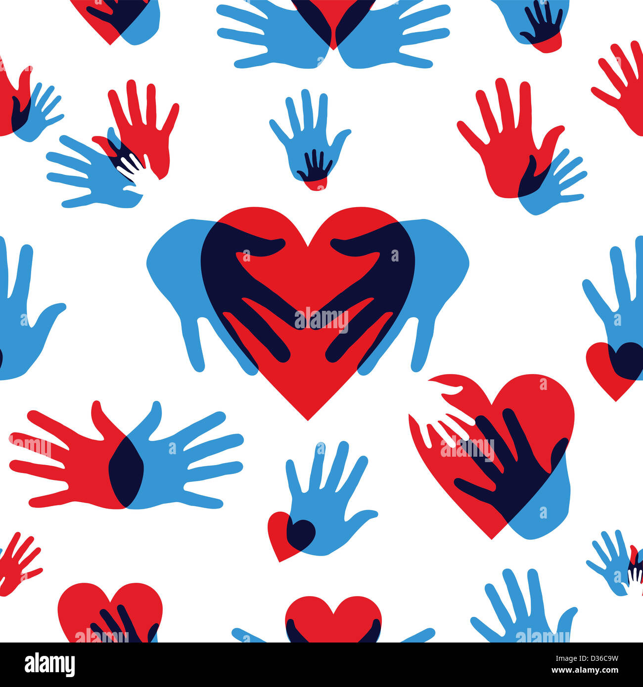 Cuore health care seamless pattern. Illustrazione Vettoriale stratificata per una facile manipolazione e colorazione personalizzata. Foto Stock