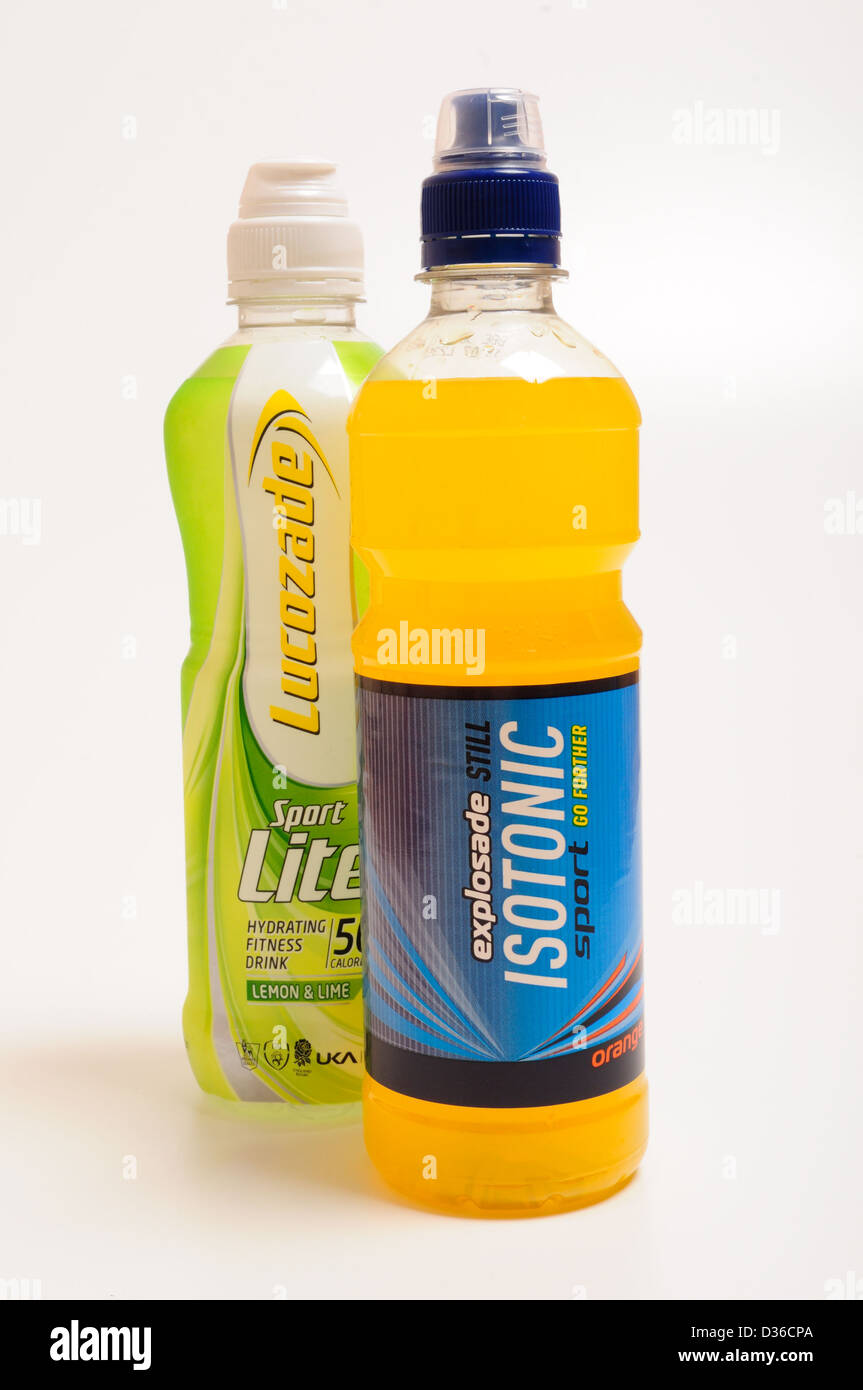 Energy Sport Drink.Lucozade,e Explosade isotonica ancora . Foto Stock