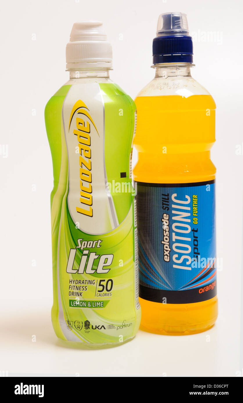 Energy Sport Drink.Lucozade,e Explosade isotonica ancora . Foto Stock