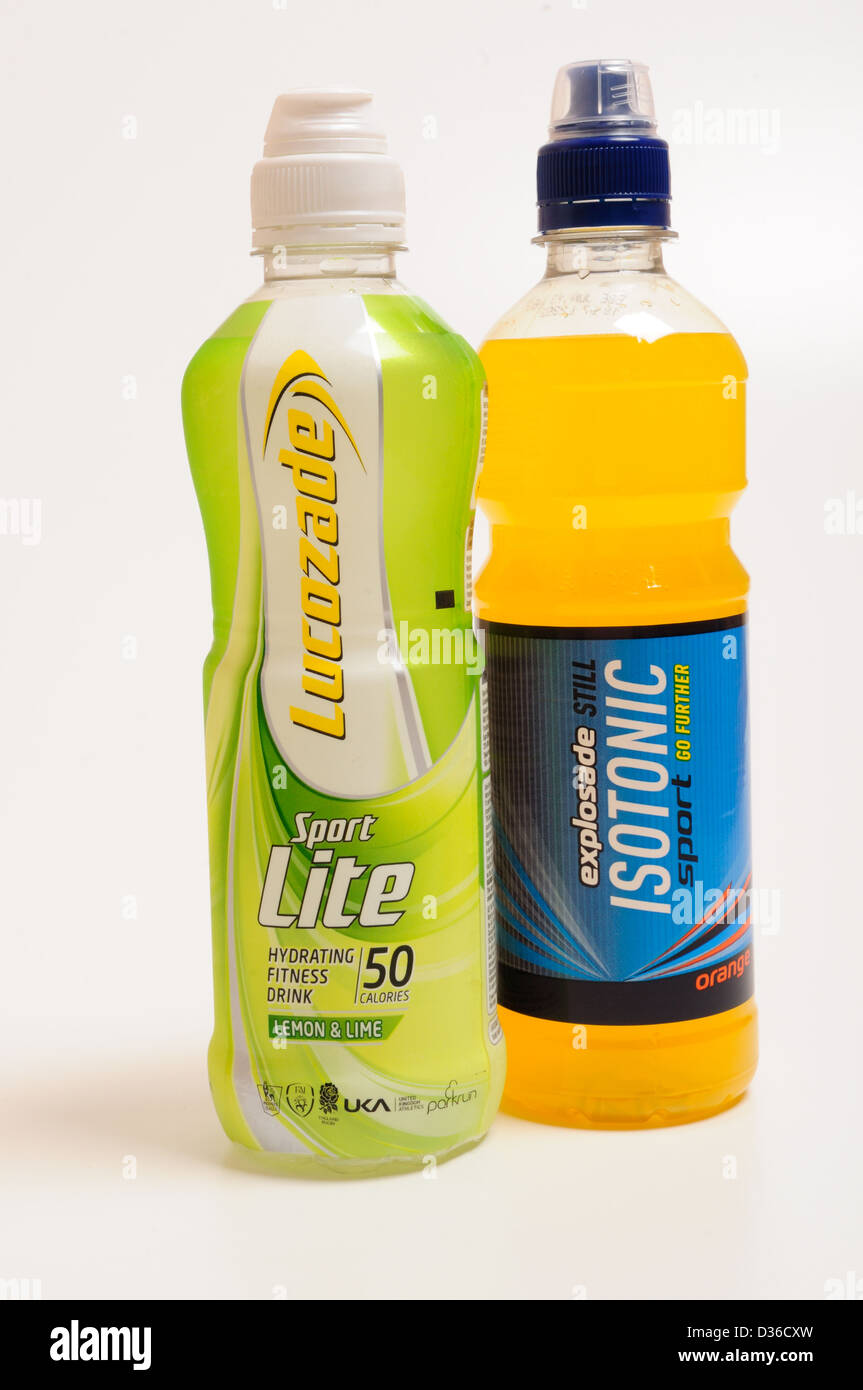 Energy Sport Drink.Lucozade,e Explosade isotonica ancora . Foto Stock
