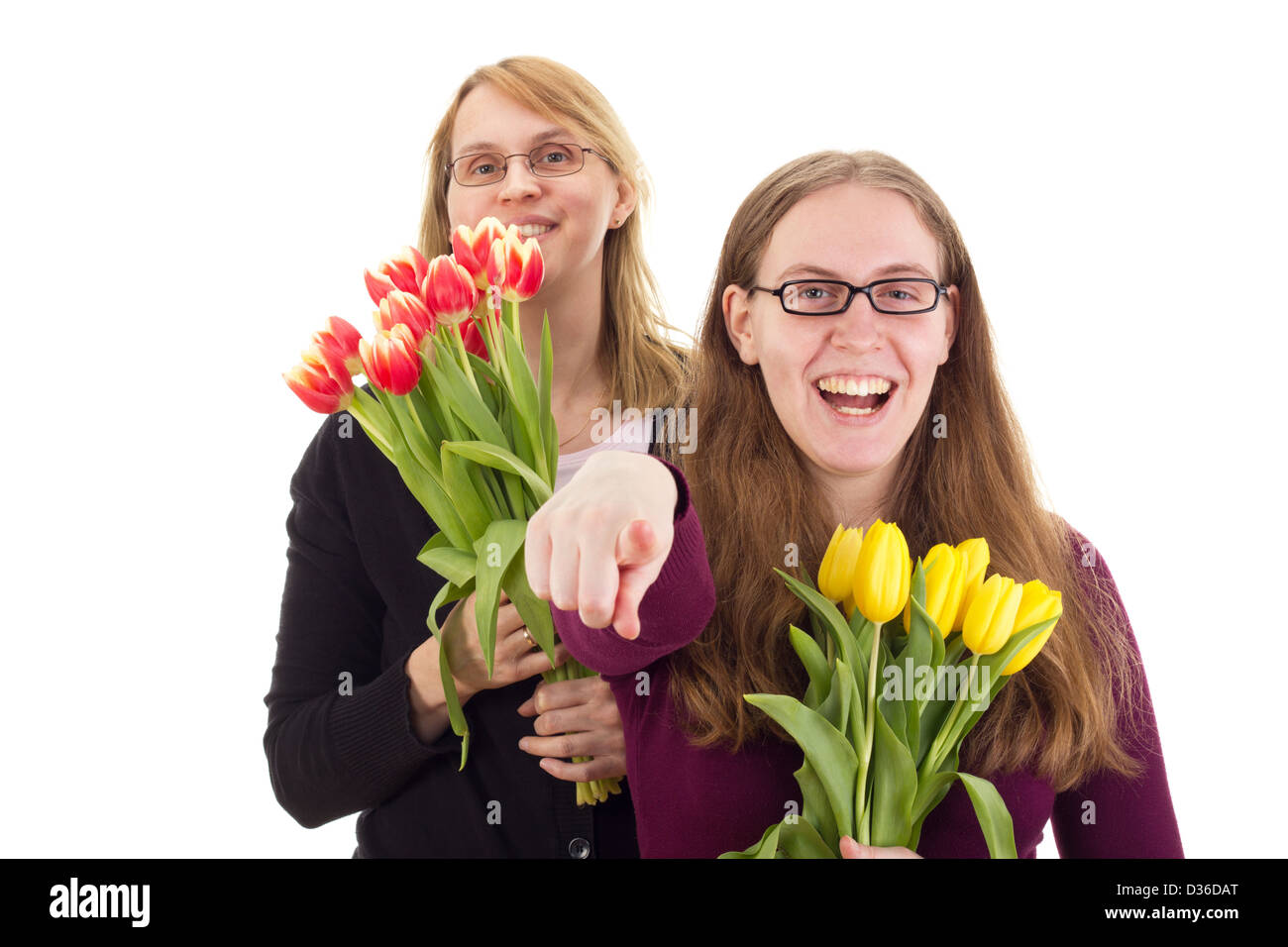Le donne con i tulipani Foto Stock