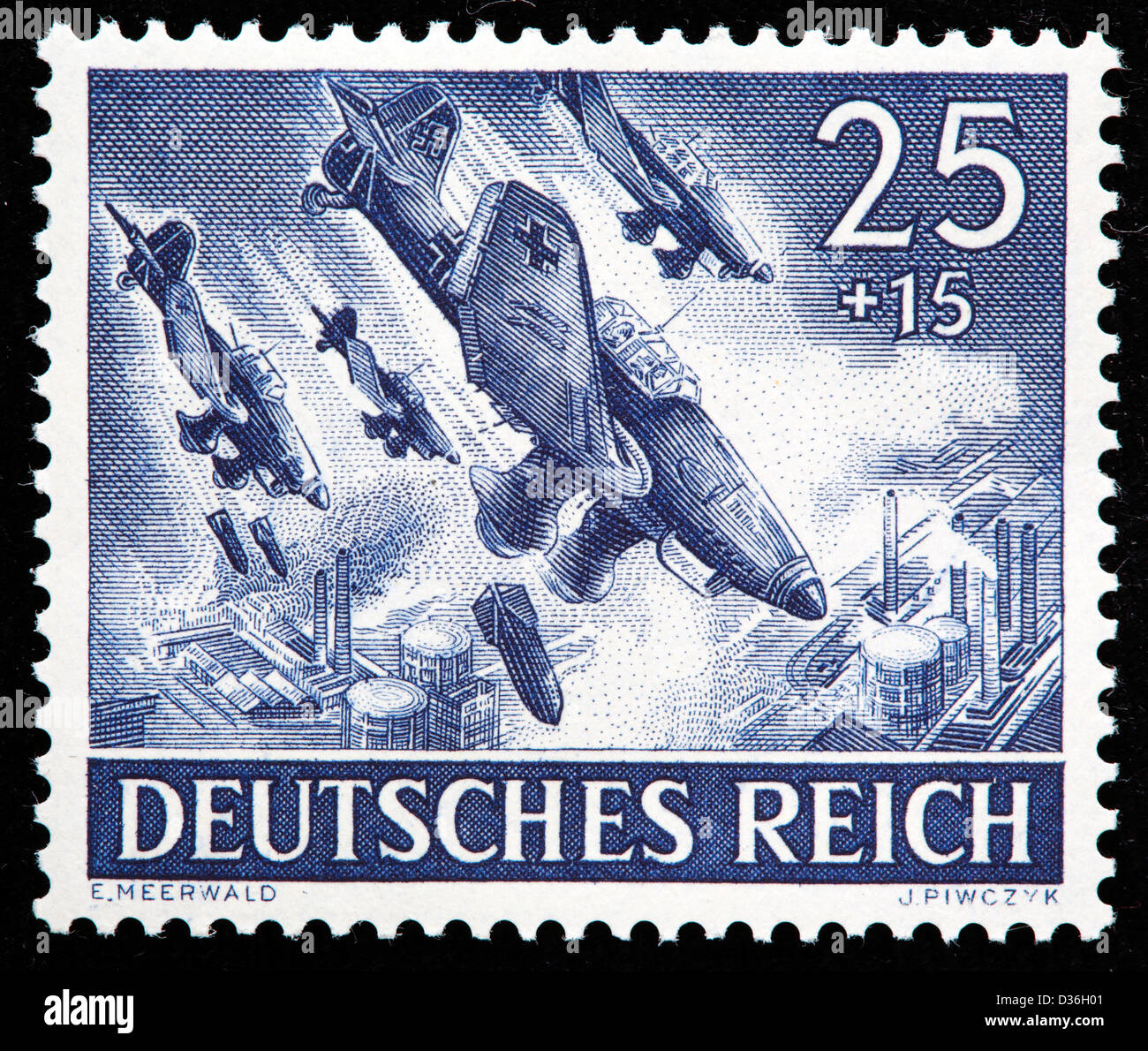 Dive bombardieri, francobollo, Germania, 1943 Foto Stock