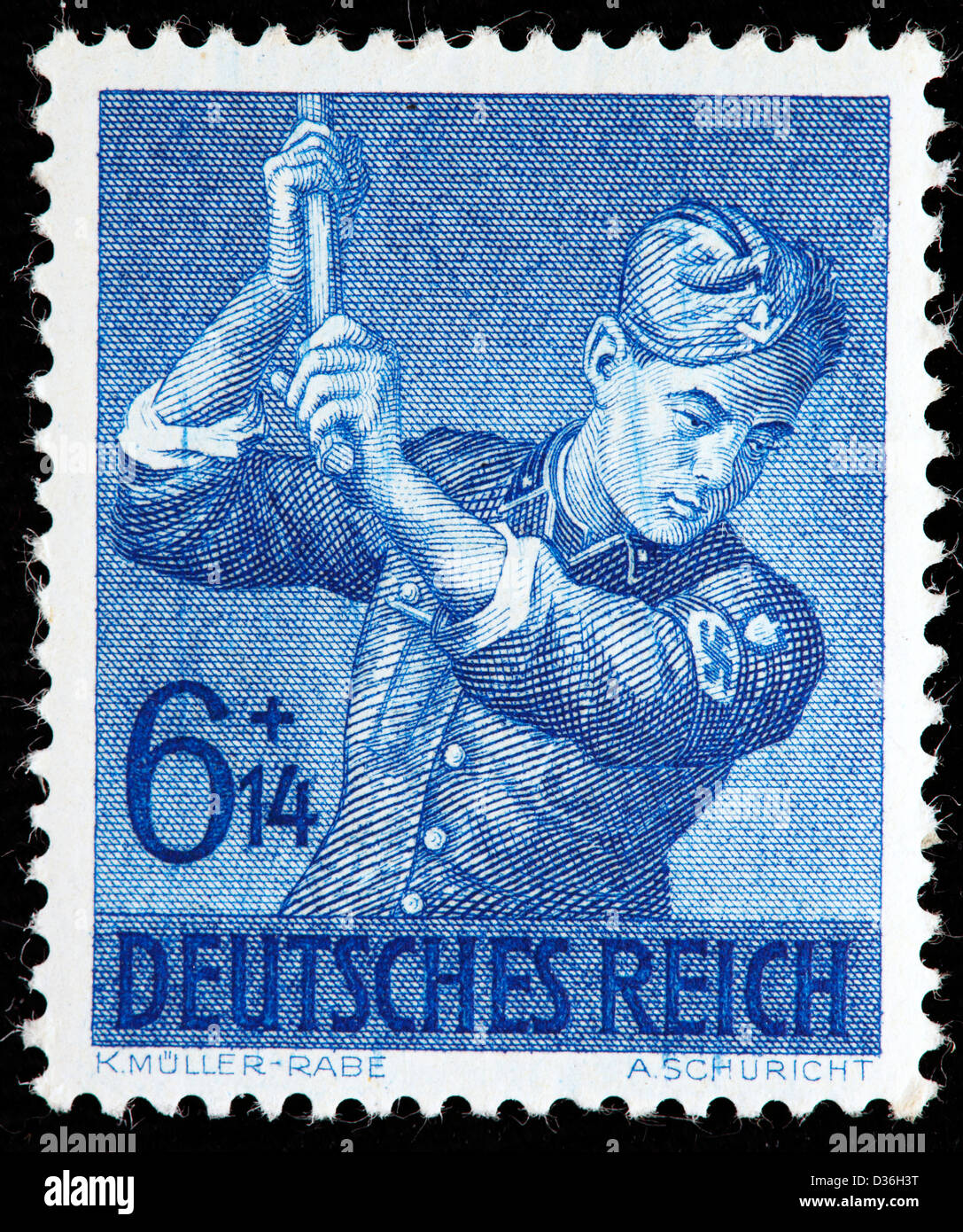 Corpsman trinciatura, Reich Manodopera Corpsmen, francobollo, Germania, 1943 Foto Stock