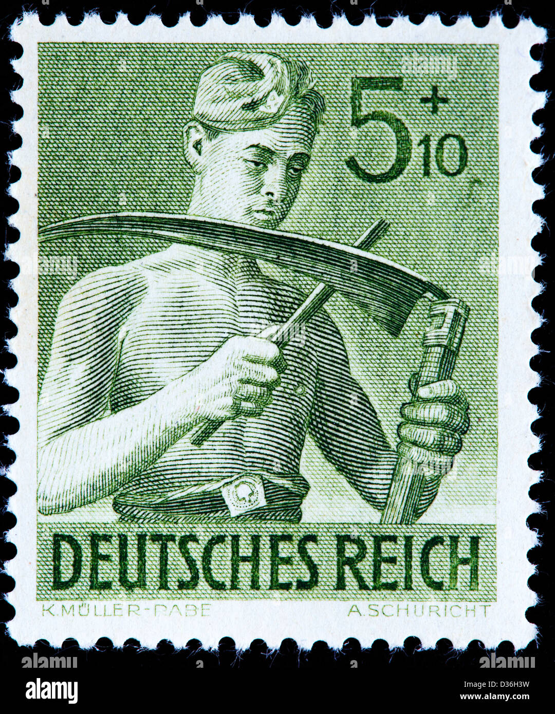 Reich Manodopera Corpsmen, francobollo, Germania, 1943 Foto Stock