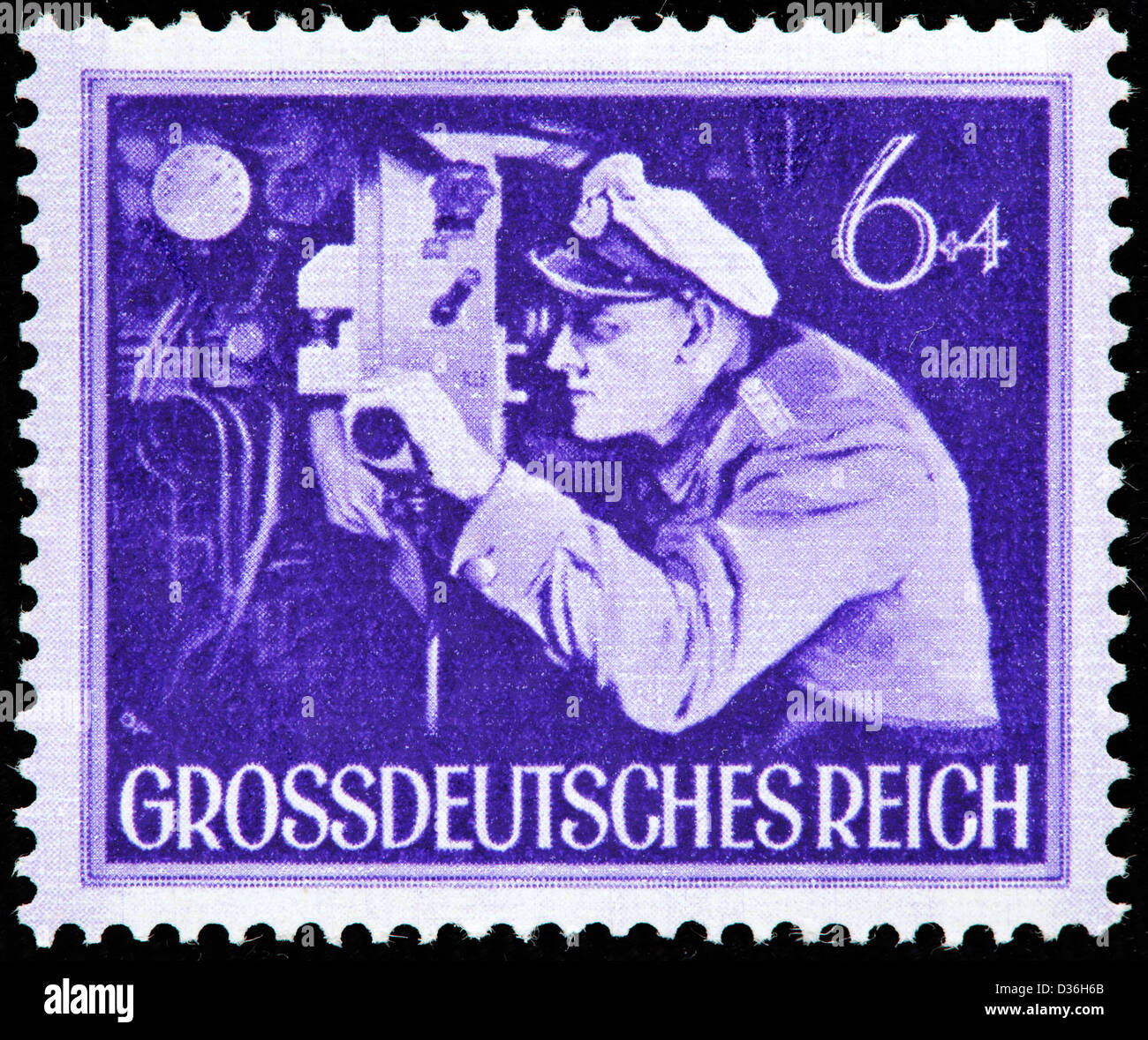 Sommergibile officer, francobollo, Germania, 1944 Foto Stock