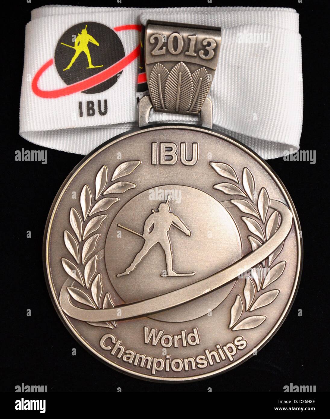 La medaglia d'argento per il 2013 Campionati Mondiali di Biathlon sono ritratte in Nove Mesto na Morave, Repubblica ceca, 11 febbraio 2013. Foto: Martin Schutt Foto Stock