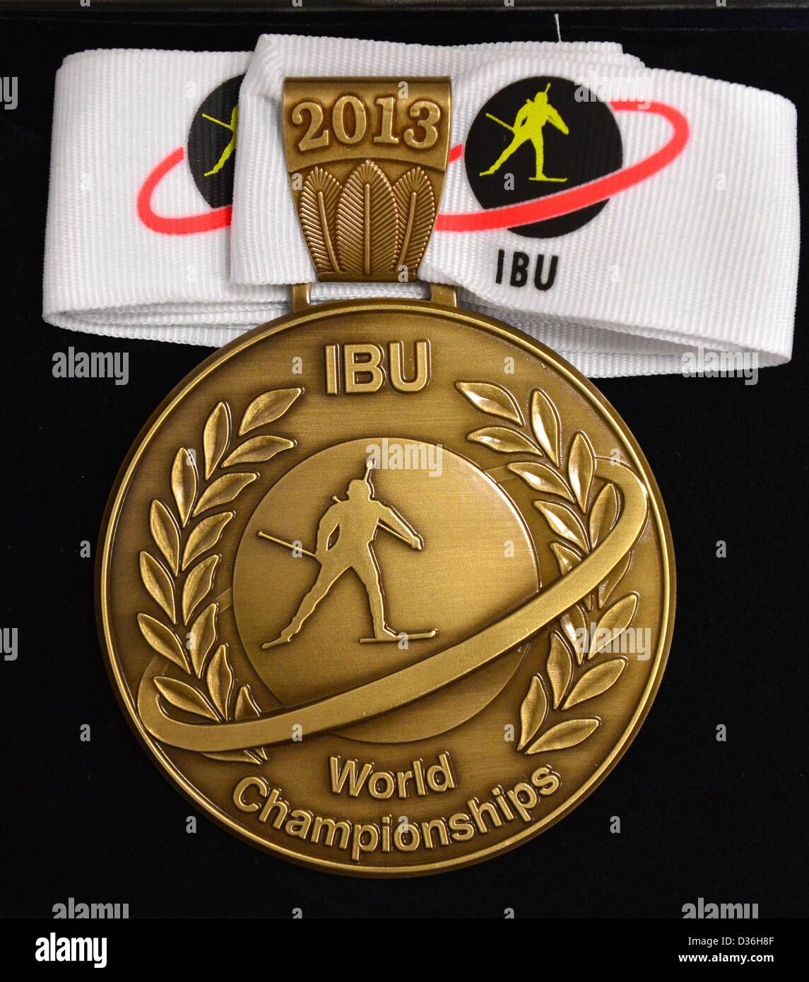 La medaglia di bronzo per il 2013 Campionati Mondiali di Biathlon sono ritratte in Nove Mesto na Morave, Repubblica ceca, 11 febbraio 2013. Foto: Martin Schutt Foto Stock