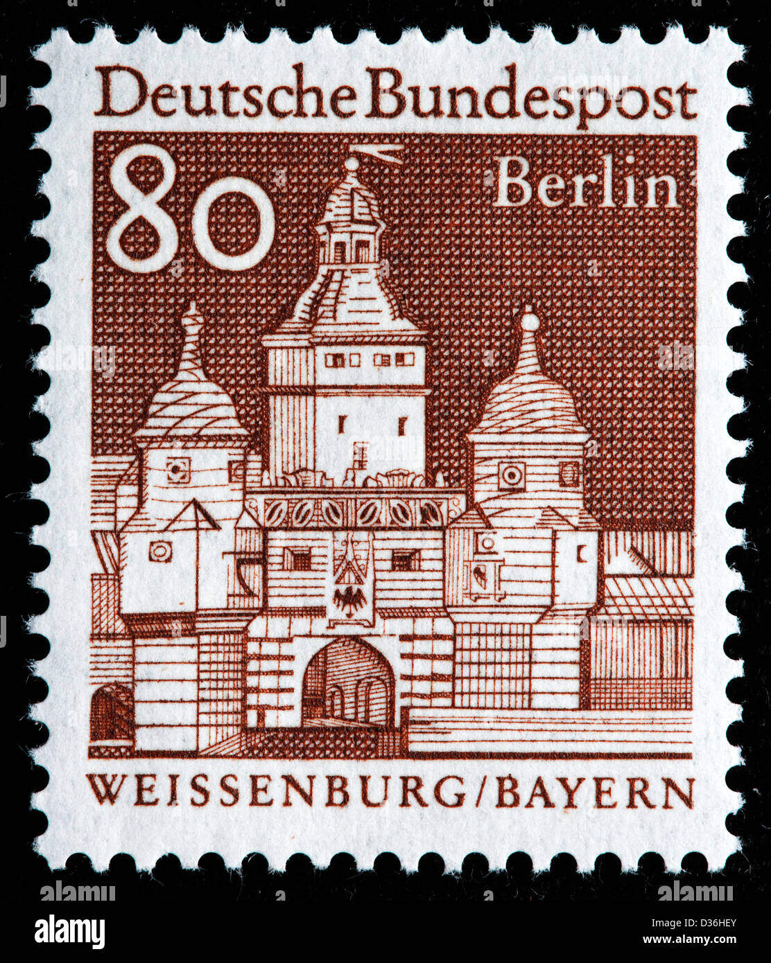 Vendita Gate, Weissenburg, Media Franconia, Baviera, francobollo, Germania, 1966 Foto Stock