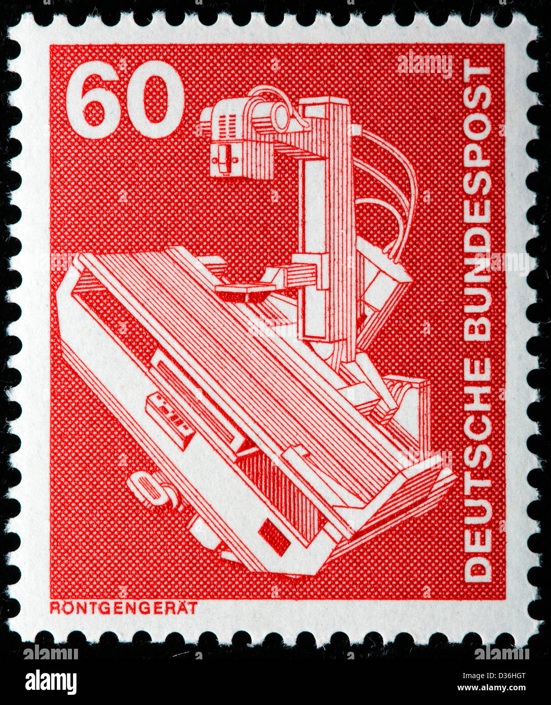Macchina a raggi X, francobollo, Germania, 1975 Foto Stock