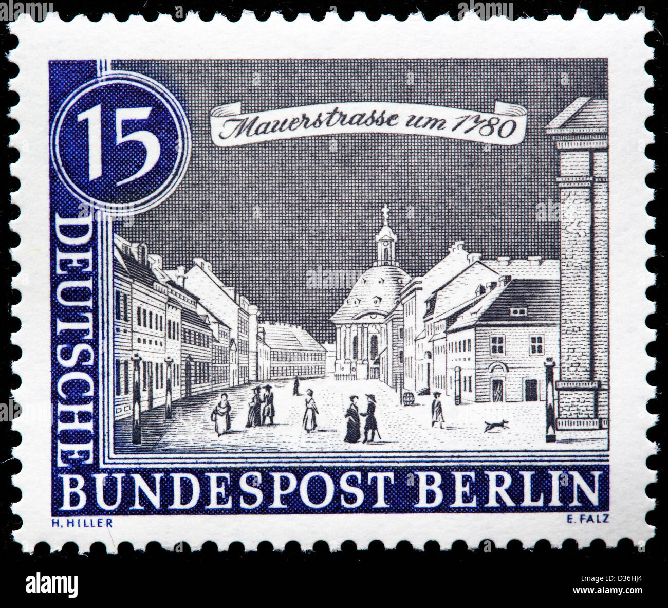 Mauer Street, 1780, francobolli, Germania, 1962 Foto Stock
