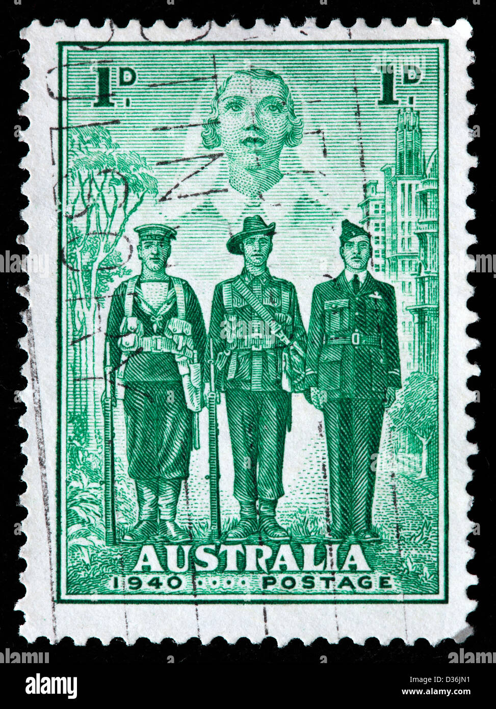 Nurse, marinaio, soldato e aviatore, francobollo, Australia, 1940 Foto Stock