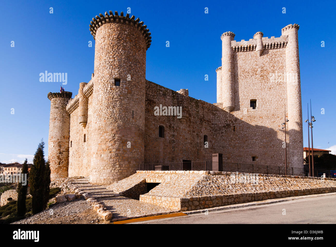 Castello dei templari in Torija, Alcarria, provincia di Guadalajara, Castiglia La Mancha, in Spagna. Foto Stock