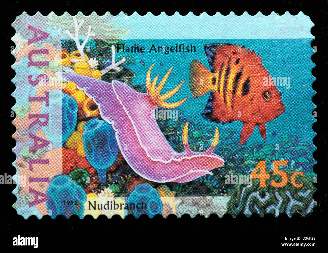 Fiamma angelfish, francobollo, Australia, 1995 Foto Stock